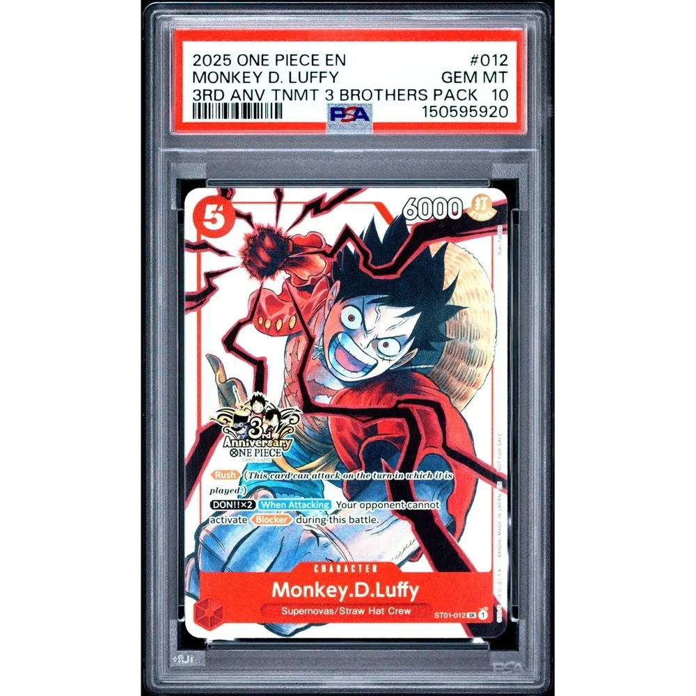 2025 ONE PIECE #012 MONKEY D. LUFFY PSA 10 3rd Anniversary TOURNAMENT English